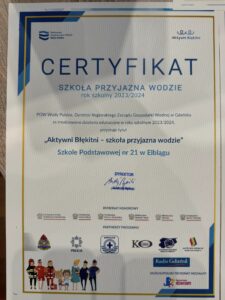 Certyfikat Szkoła Przyjazna Wodzie